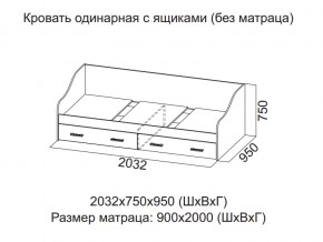 Кровать одинарная с ящиками (Без матраца 0,9*2,0) в Муравленко - muravlenko.магазин96.com | фото